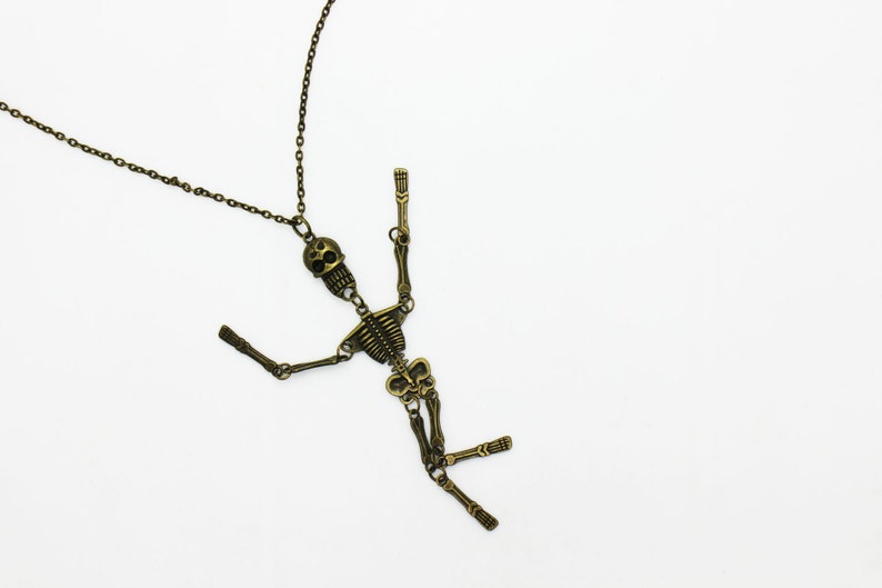 Skeleton Dangling Earrings Hippie 3D Charm Jewelries Set Antique Bronze Charm Skeleton Pendant Necklace Halloween Accessories Hipster