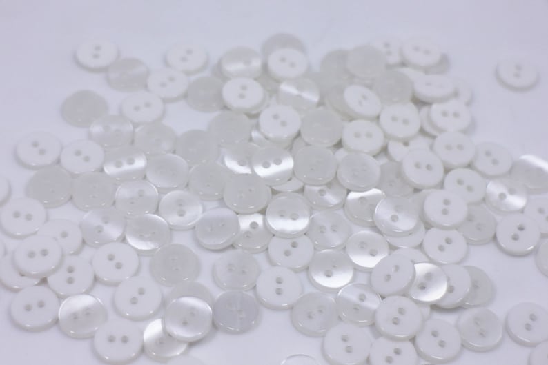 Micro Button White 50 Extra Small White Button, Shiny Finish, Tiny Mini Size, Flat Top ...