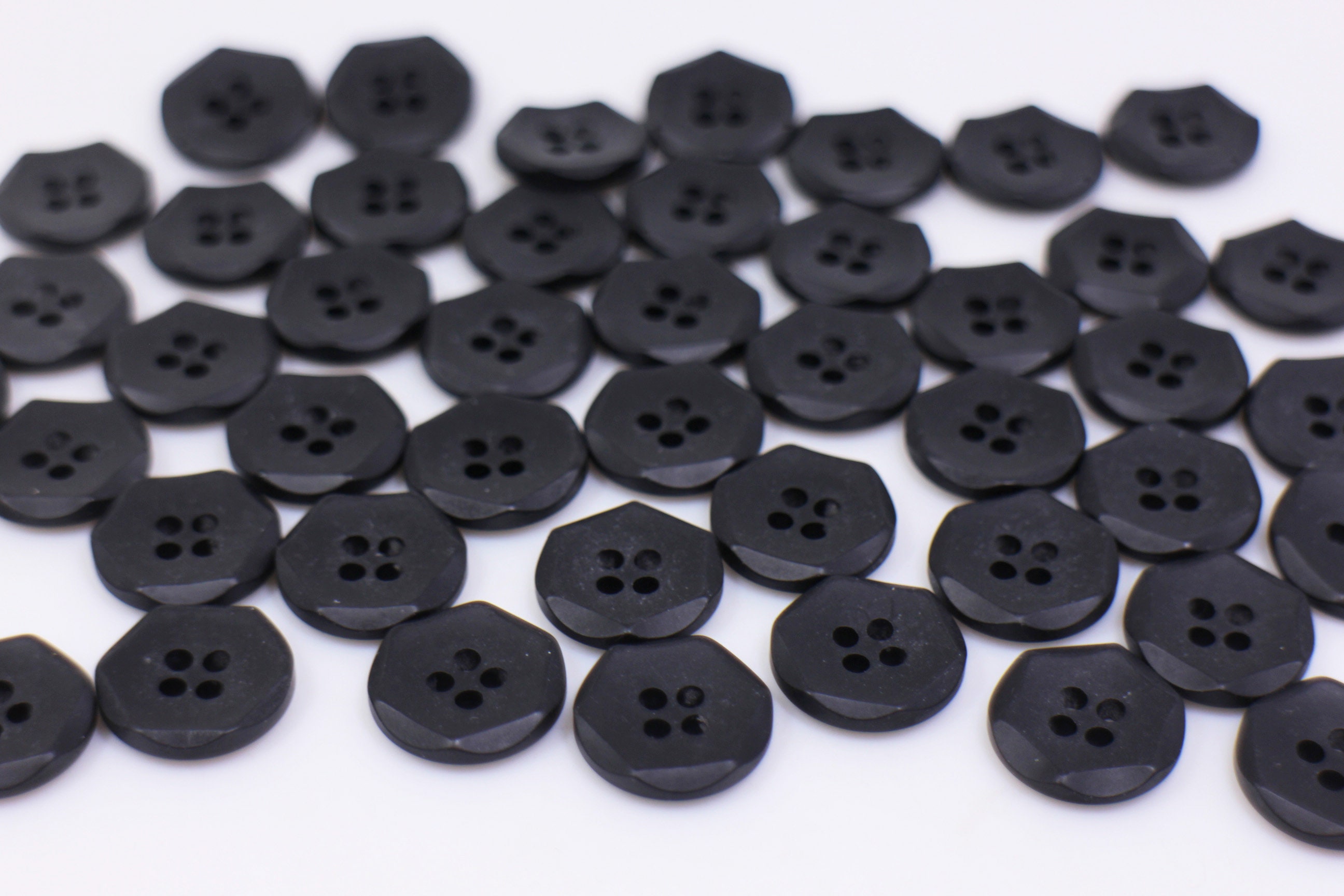 Weird Button Shape Matte Black Hexagon Buttons, Irregular Shape, Large Size, Made of Resin ...