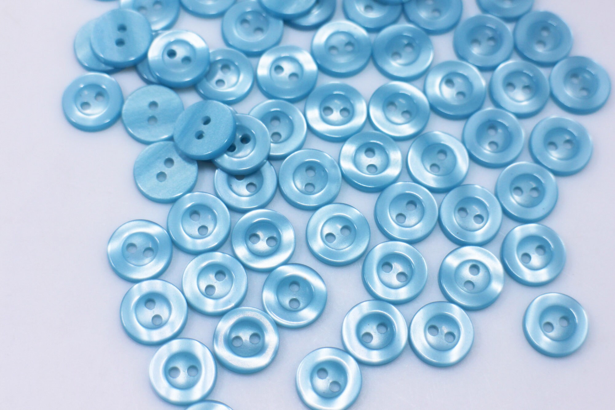 Light Blue Buttons, Sky Blue Color, Shiny Finish, Raised Wide Edge ...