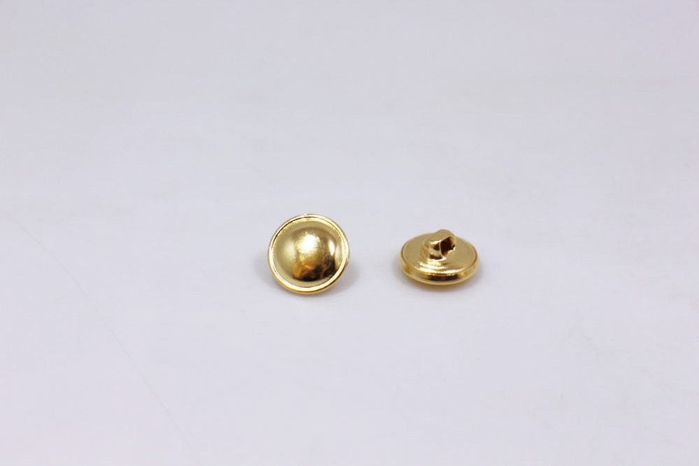 Gold Metal Shank Buttons Golden Color Vintage Retro Style