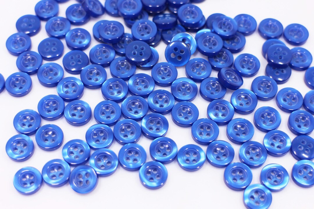 Blue Buttons, Small Size, Shiny Finish, Raised Wide Edge, for Sewing ...