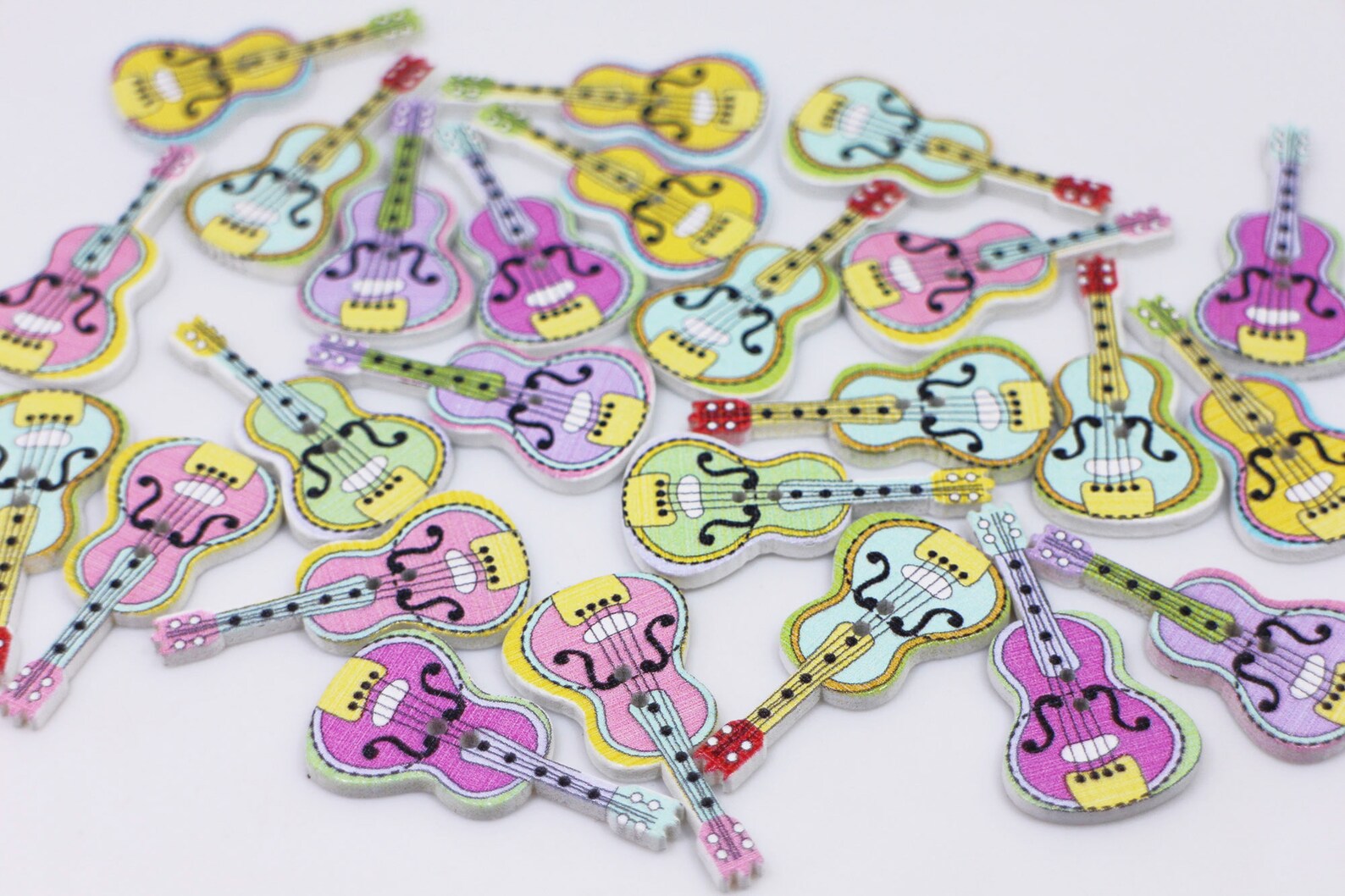 Guitar Wooden Buttons Musical Instrument Buttons Mixed Etsy