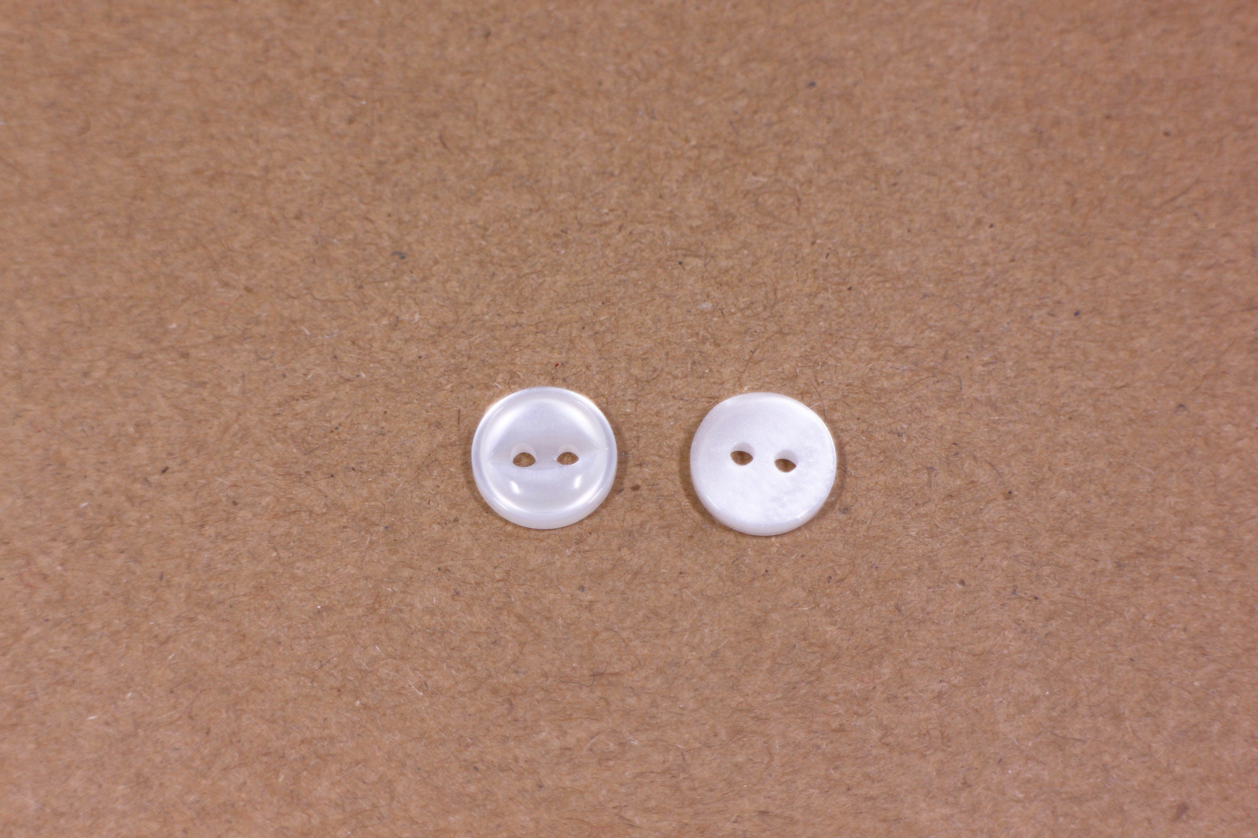 Small Round Button White Cat Eye Cut Out Button, Small Round Shape, Shiny Finish, Two ...