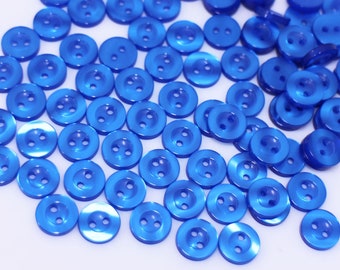 Bright Blue Two Holes Buttons, Wide Edge Buttons, Shiny Blue Buttons, Small Two Holes Button, Shirt Buttons, Pajama Buttons, 11.5mm, 20pcs