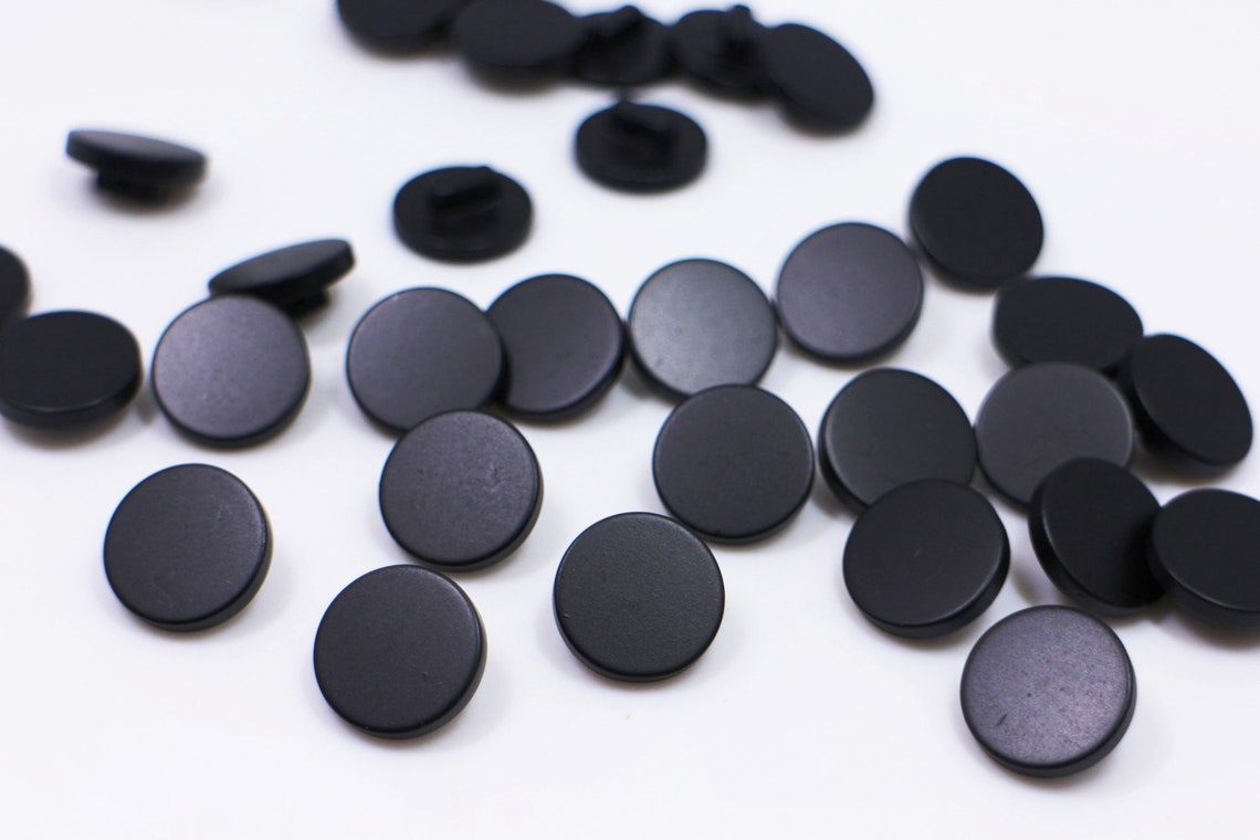 Matte Black Shank Buttons Flat Shank Button Small Black Etsy
