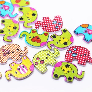 Elephant Button, Animal Shape Button, Plaid Pattern Button, Children Baby Button, Decorative Wood Buttons, Two Holes Sew On Buttons, 20mm