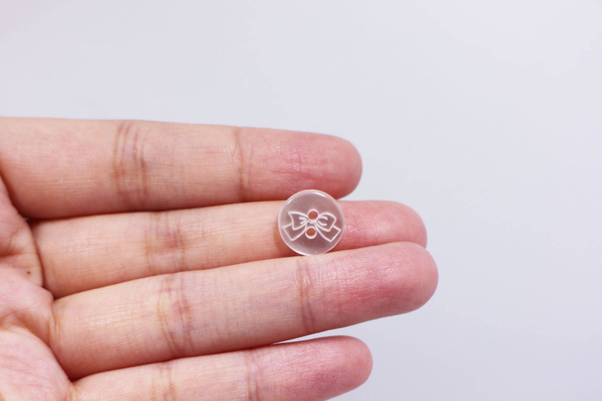 White Butterfly Bow Button, Ribbon Print, Two Holes, Shiny Finish, for ...