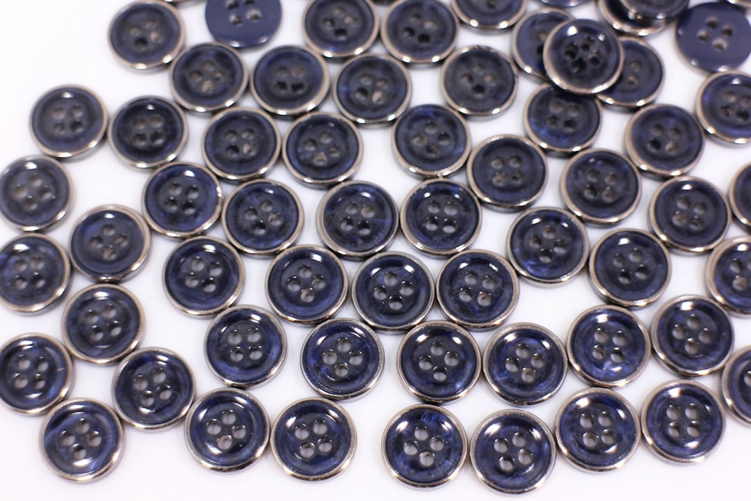 Dark Blue Button, Gun Silver Color Edge, Shell Looking, for Business ...