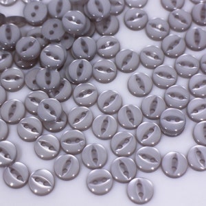 Light Gray Cat Eye Buttons, Grey Color, Extra Small Size, Oval Shape Cut Out, Two Holes, Shiny Finish,For Sewing Doll Cloth DIY,Colorful,9mm