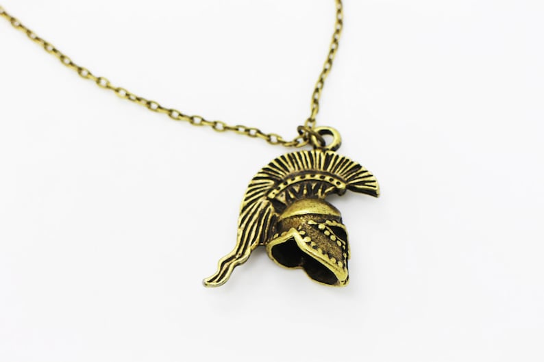 Sparta Medieval Knight Helmet Necklace Antique Bronze Charm Etsy Hong