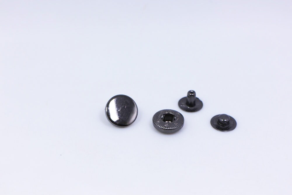 Dark Silver Metal Snap Buttons, Flat Top, Round, Upholstery, Model 633, Press Stud, Snap Fastener For Leather Craft, Wallet Closure, 12.5mm Dark Silver Metal Snap Buttons, Flat Top, Round, Upholstery, Model 633, Press Stud, Snap Fastener For Leather Craft, Wallet Closure, 12.5mm