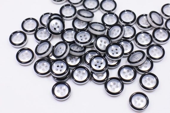 Black Clear Buttons, Two Colors, Four Holes, Semi-transparent