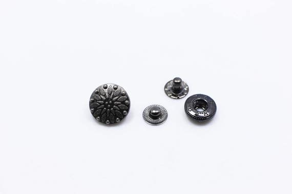 Dark Silver Metal Flower Snap Button, Floral Press Stud, Snap Popper, Snap  Fastener, Leather Craft Closure,metal Snap Buttons,model 633,15mm 