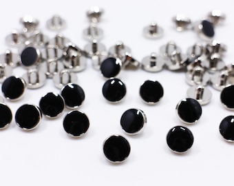 Silver and Black Shank Buttons, Silver Edge, Made of ABS Plastic, Classy, For Sewing Blouse Shirt Suit Jacket,7.5mm, 9mm, 10mm,15mm,20mm
