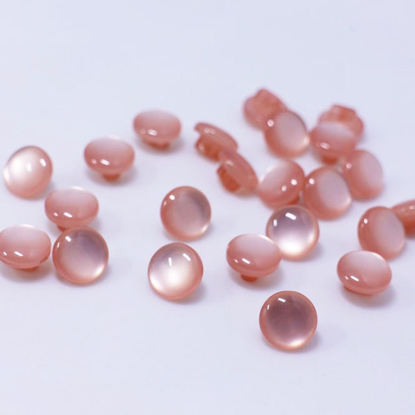 Peach Shank Button, Extra Small Size, Shiny Finsh, Pink Color, Mushroom Shaped, For Sewing Blouse Cardigan, 7.5mm, 10mm, Back Hole, Mini