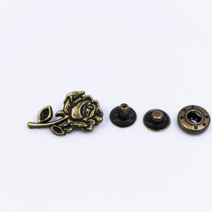 Rose Snap Button, Bronze Color Flower Shaped Snap Fastener, Metal Snap ...