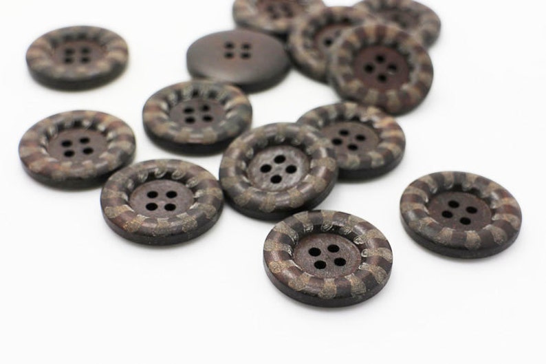 Tribal Pattern Wooden Buttons Natural Wood Button Dark Brown - Etsy