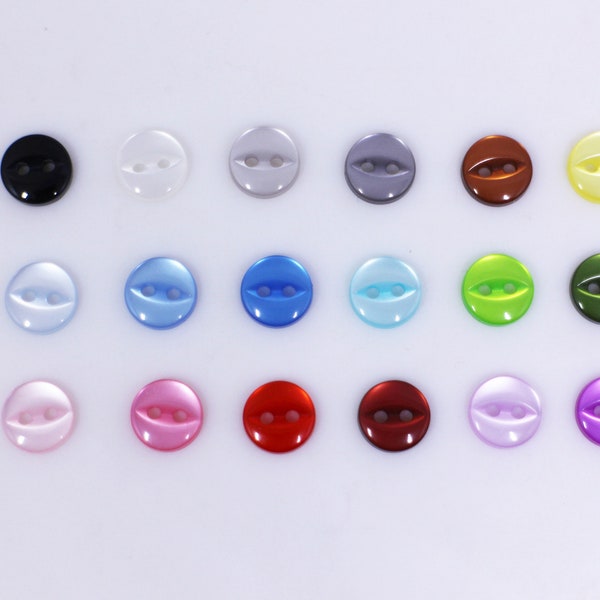 Cat Eye Buttons, Color of Your Choice, Dark Red Pink Orange Yellow Green Purple Blue Turquoise Light Blue Brown Grey Black, Two Holes, 9mm