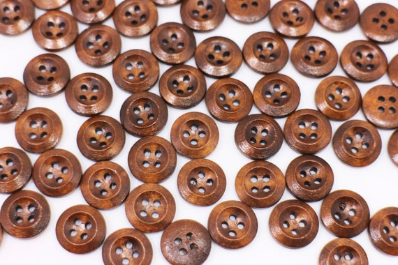 Natural wood buttons 4-Holes Round Wooden buttons Sewing Buttons