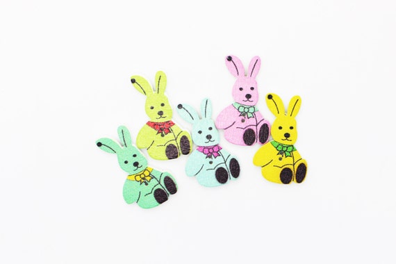 6 Ou 12 Boutons à Coudre Lapin De Pâques En Bois X