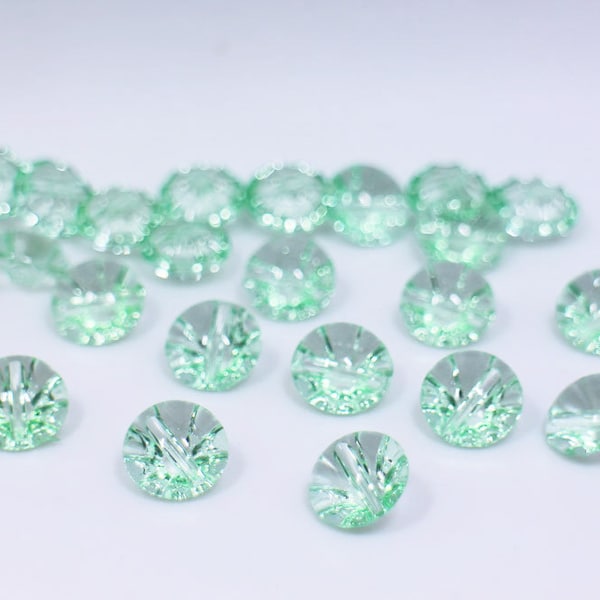 Mint Green Acrylic Shank Buttons, Teal Green, Clear Transparent, Round Mushroom Shaped, For Sewing Blouse Dress Cardigan, 13mm, Half Inch