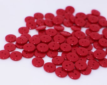 Petit bouton rouge, finition brillante, deux trous, bord lisse, forme ronde, couleur rouge vif, pour coudre un cardigan de chemisier de chemise bricolage, 10 mm 0,4 pouce