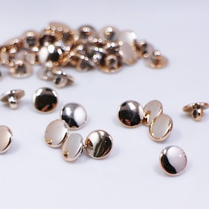 Light Golden Shank Buttons, Gold Color, Made of ABS Plastic, For Sewing Cardigan Blouse Shirt, 10mm, 11.5mm, Vintage Style, Elegant Classy