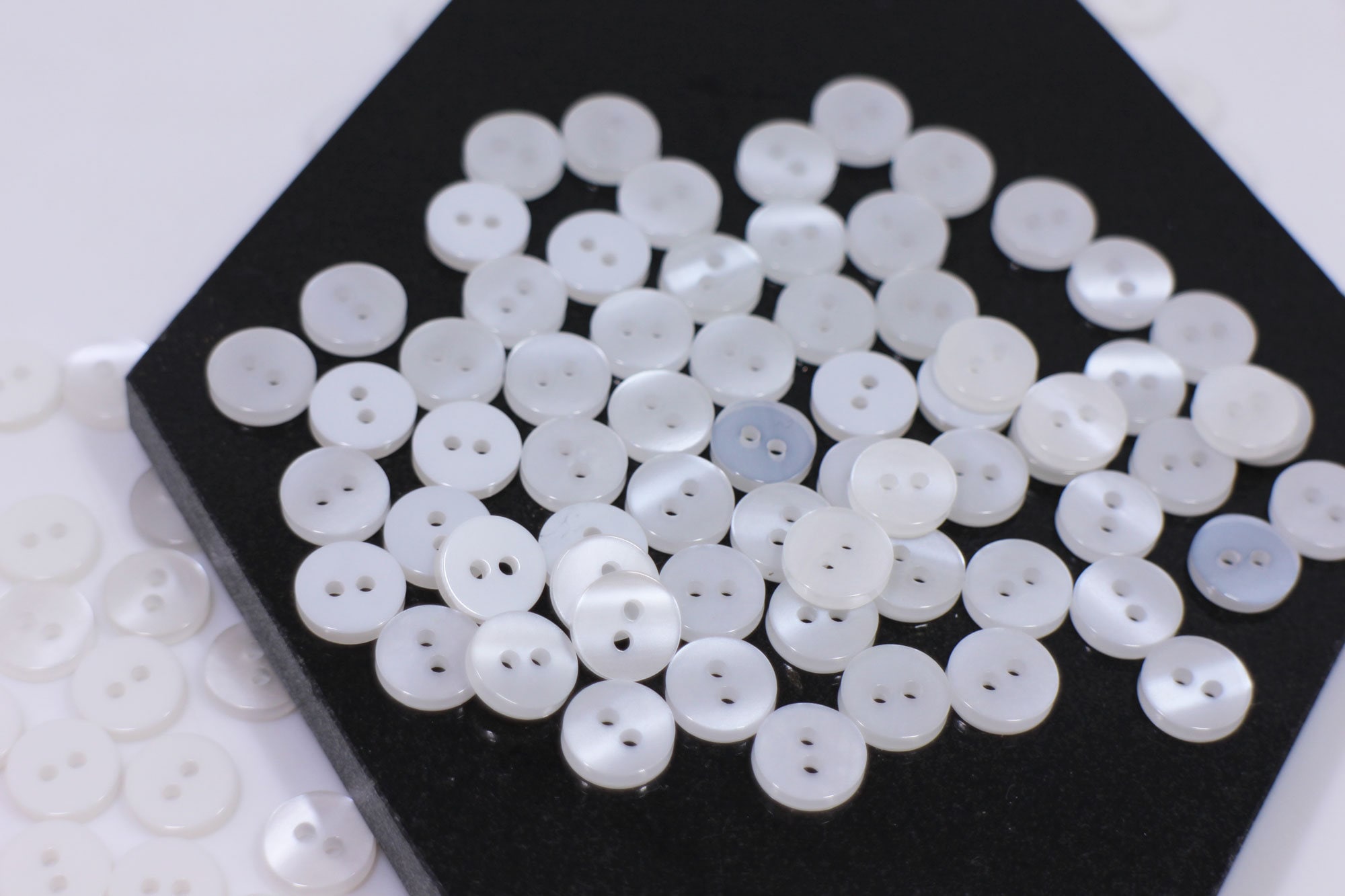 50 Extra Small White Button, Shiny Finish, Tiny Mini Size, Flat Top ...