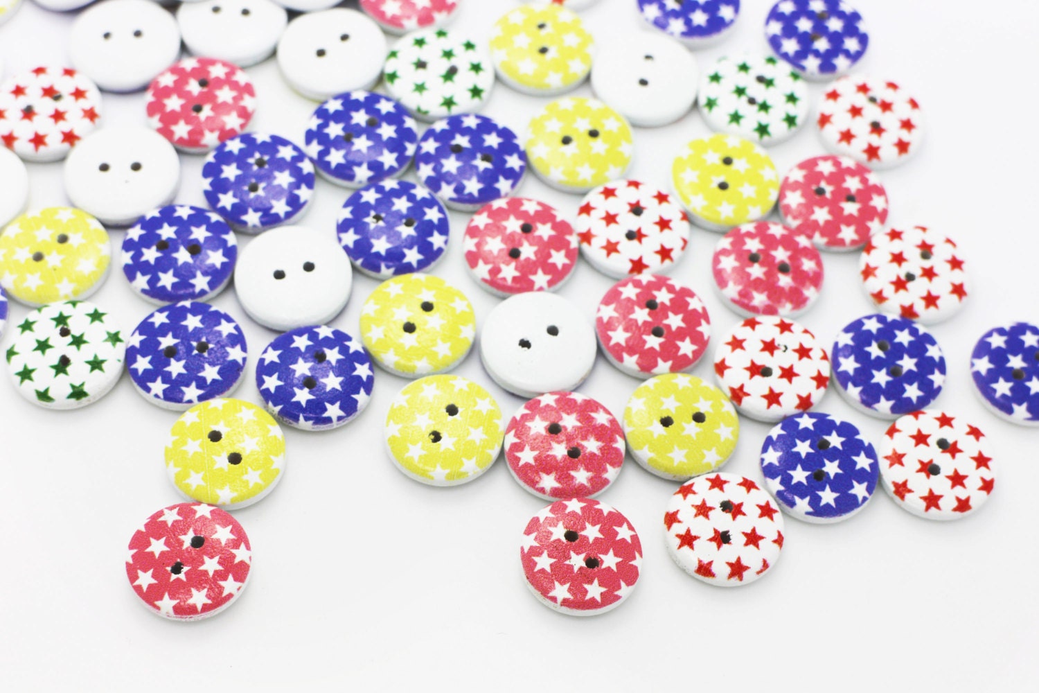 White Star Buttons, Star Shaped, Shiny, Two Holes, for Sewing Children  Dress Cardigan, 11mm, 0.43inch, Semi-transparent, Irregular Special 
