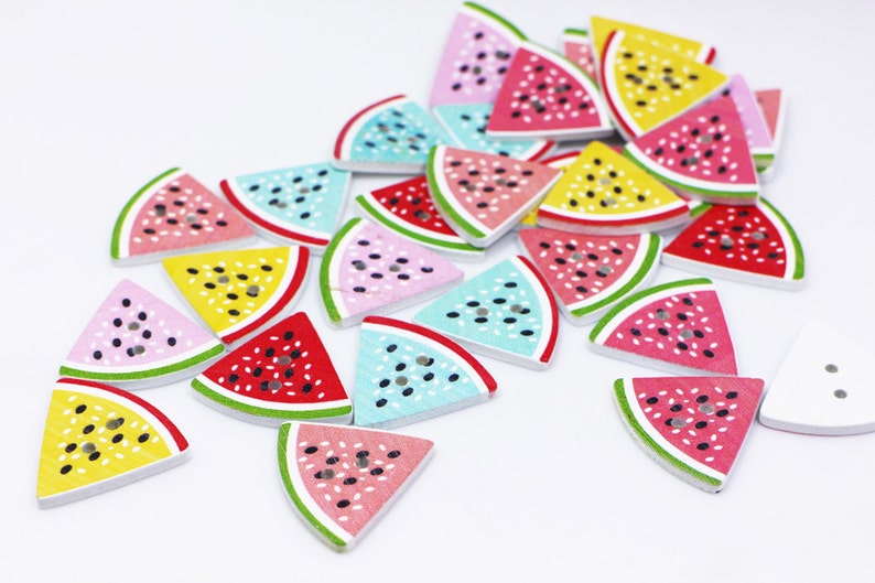 Watermelon Buttons Watermelon Wooden Button, Fruit Wood Buttons, Two Holes Sewing Button ...