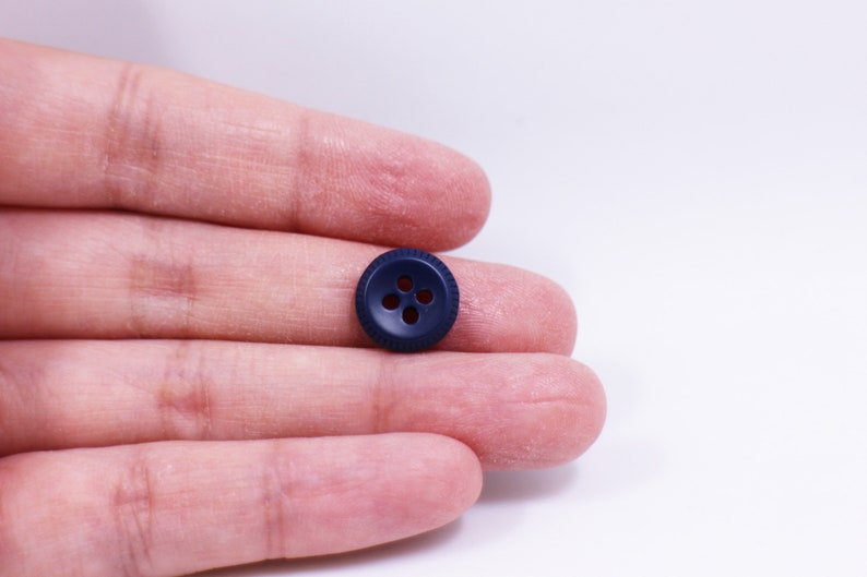 Matte Blue Buttons, Dark Blue Color, Striped Edge, Bowl Shape, Rustic ...