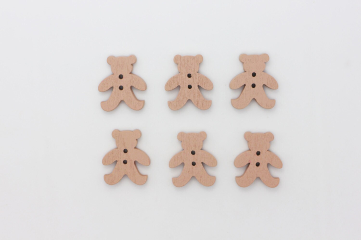 Lot De 25 Boutons En Bois Motif Ours Teddy 15mm - 2 Trous - Pour Couture Créative