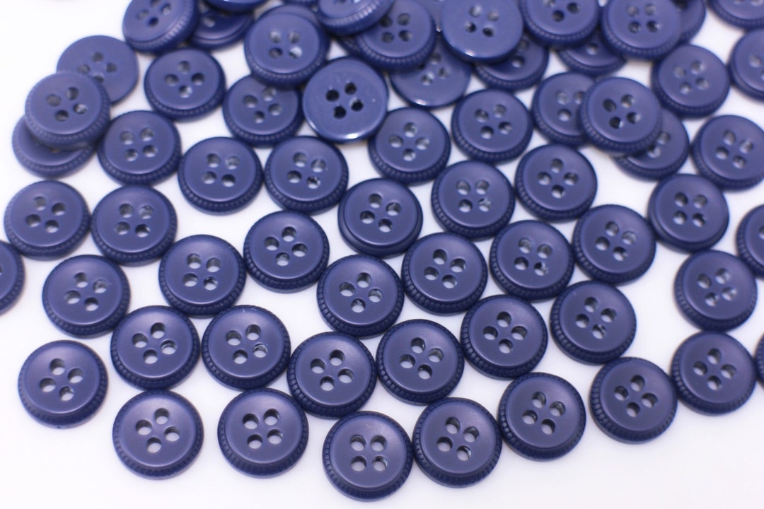 Blue Rag Button Matte Blue Buttons, Dark Blue Color, Striped Edge, Bowl Shape, Rustic ...