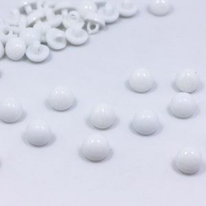 White Shank Buttons, Solid Color, Glossy, Doll Cloth, For Sewing Cardigan Wedding Dress Blouse, Extra Small Mini Size, 7.5mm, 10mm, 12.5mm