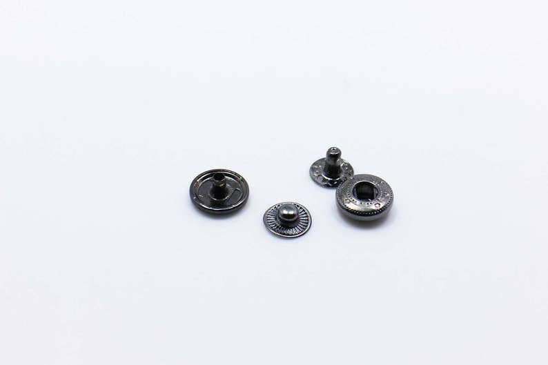 Model 633 Gun Metal Black Snap Buttons Snaps Popper Silver Press Stud