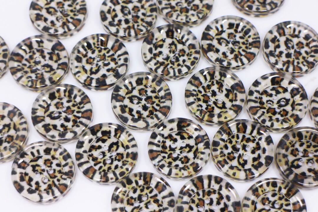 Leopard Print Buttons, Grey Brown Color, Animal Printed Pattern, Four ...