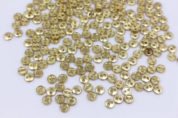 Tiny Gold Metal Button Extra Small Mini Size Golden Color Two