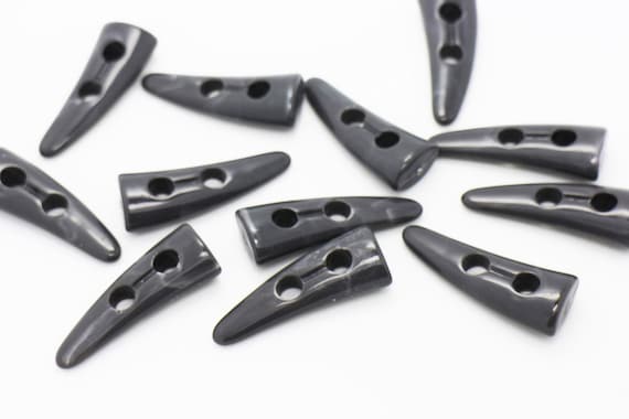 Dark Grey Toggle Button, Made of Resin, Two Holes, For Winter Trench Duffel Coat, 43mm, 1.7inch Long, Flat End, Retro Style , Solid Color