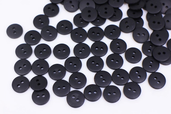 50pcs Matte Black Buttons Extra Small Size Two Holes for Sewing