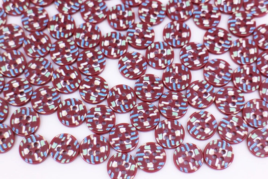 Dark Red Pattern Buttons, Matte Color, White Purple Color, Geometic ...