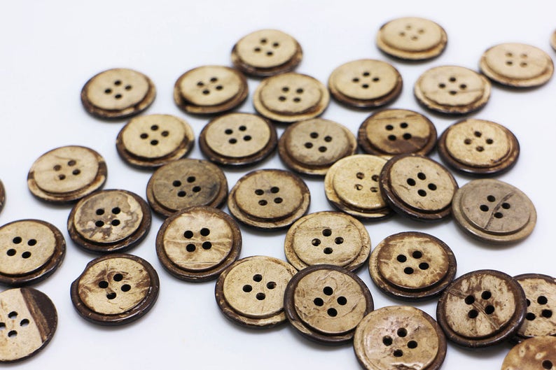 Four Holes Coconut Button Brown Sewing Buttons Natural - Etsy
