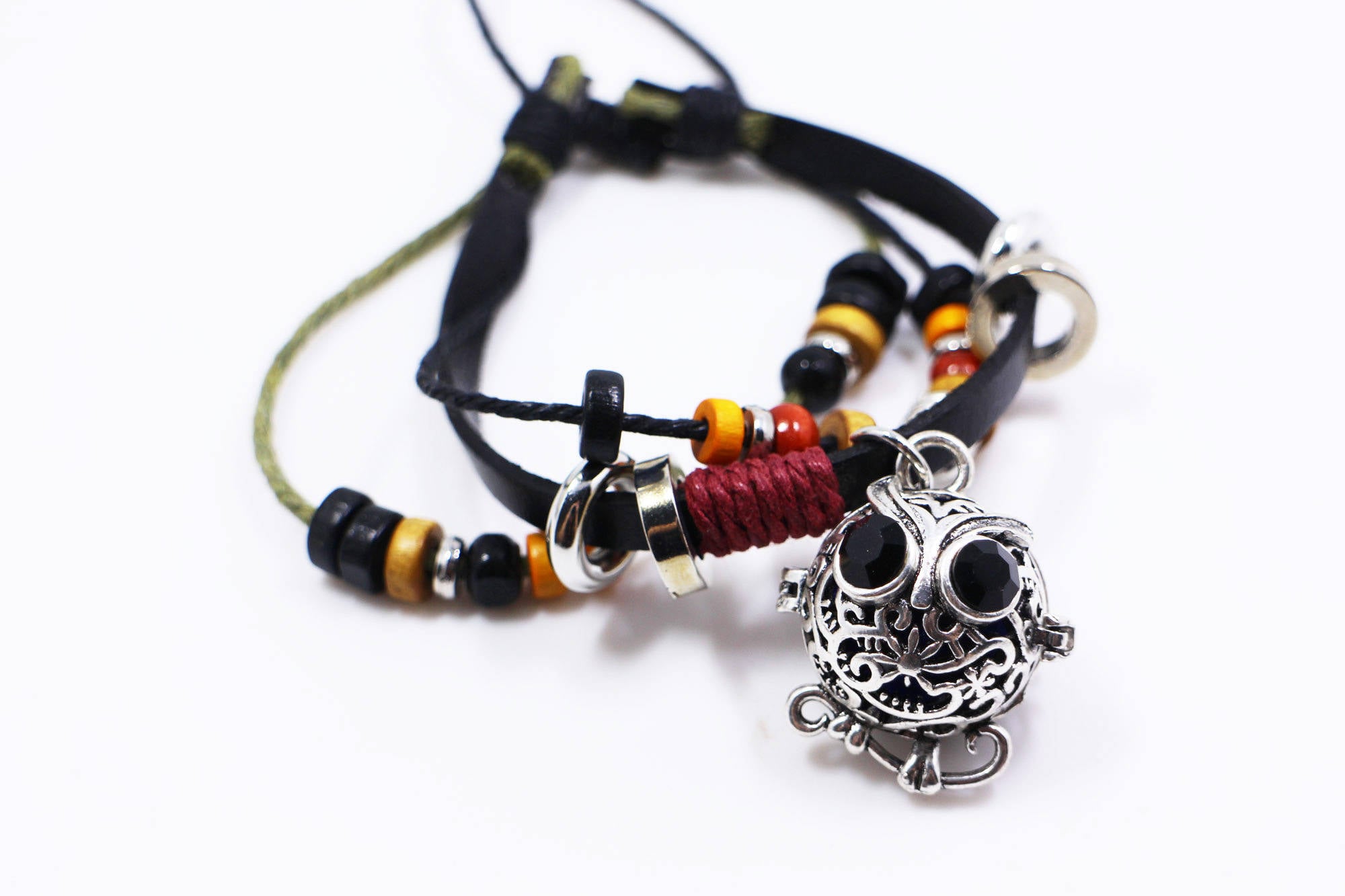 Owl Essential Oil Diffuser Bracelet, Essential Oil Case, Hippie Bracelets, Bohemian Style,Filigree L
