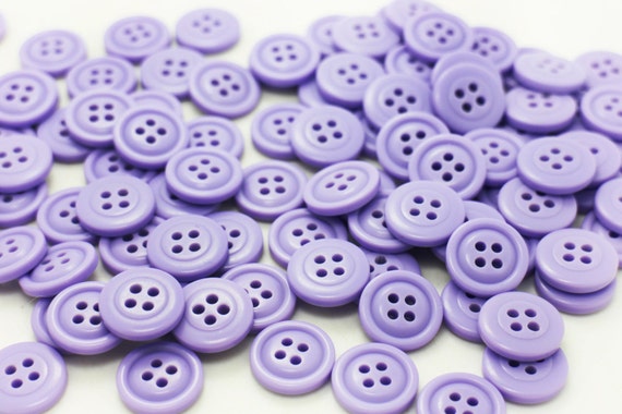 Lot De 6 Boutons Vintage Années 50 - Plastique Bleu Lavande, 25 Mm, Forme Nid 4 Trous
