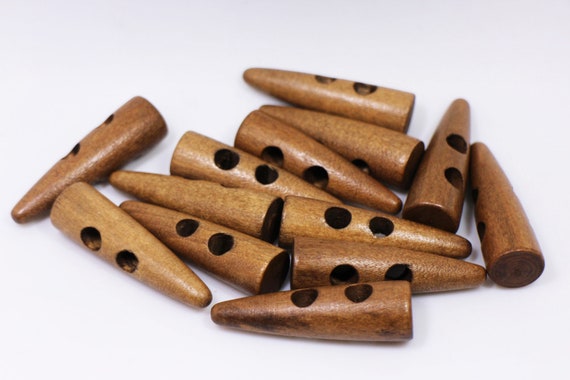 Brown Wooden Toggle Buttons, Two Holes Toggle Buttons, Trench Coat Buttons,  Winter Duffle Coat Button, Long Wood Buttons, 50mm 