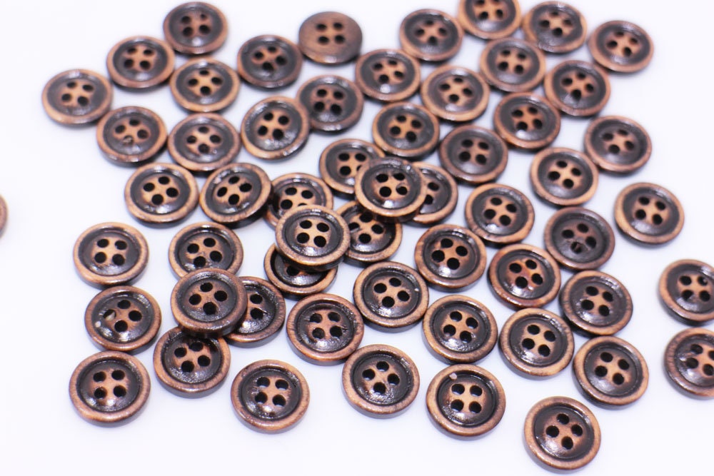 Dark Brown Wooden Buttons, Raised Edge, Rustic Style, Natural Wood ...