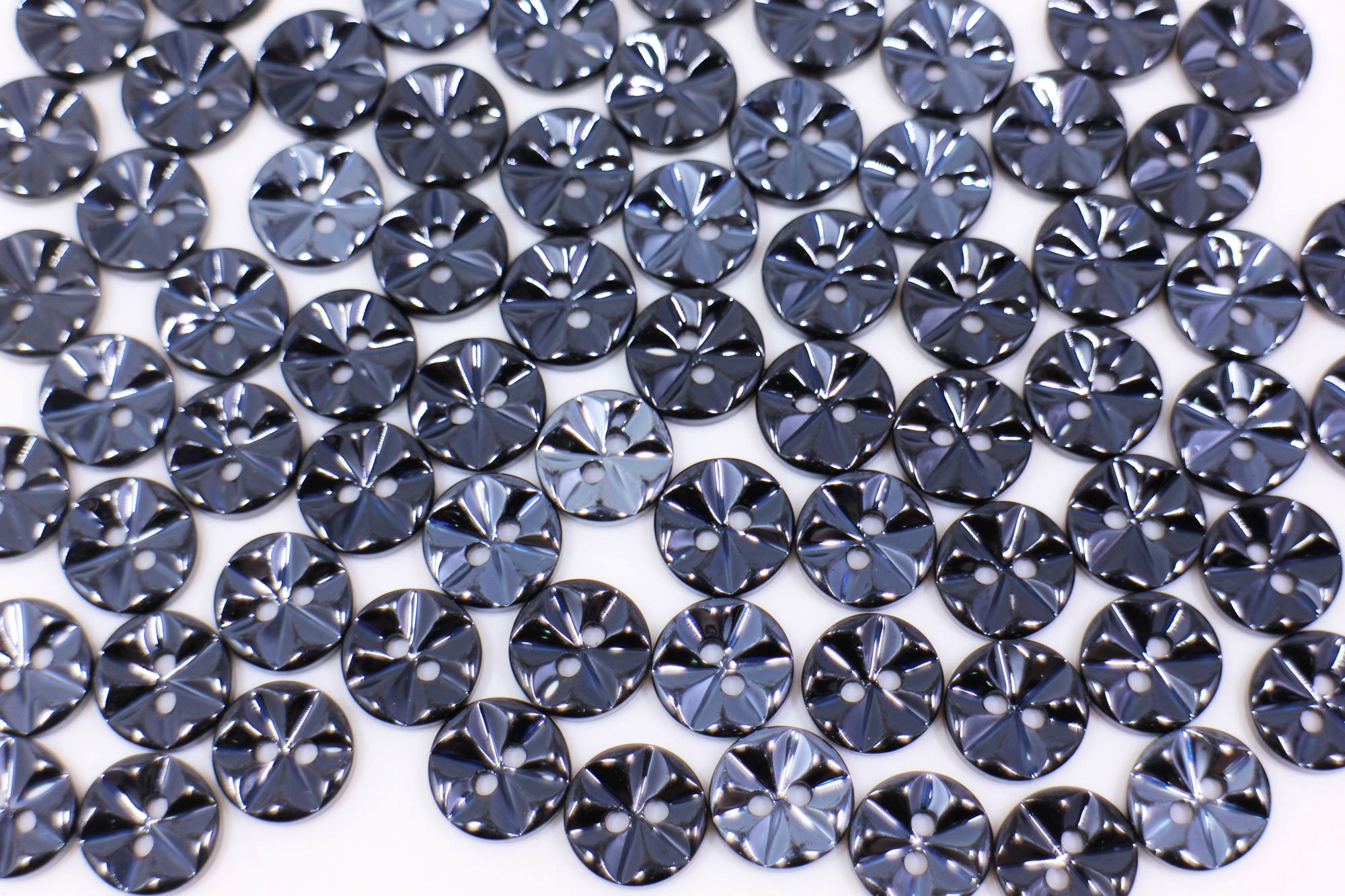 Metallic Dark Blue Flower Button, Two Holes, Floral Shape Cut Out ...