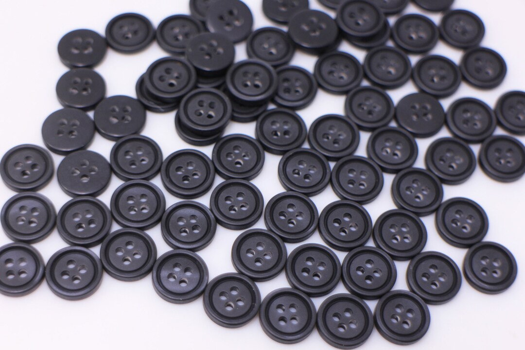 Matte Black Button, Raised Edge, No Shine Finish, Four Holes, for ...