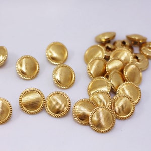 Boutons à tige en métal doré, couleur dorée, motif rayé, style rétro vintage, pour coudre un pull veste blazer, 15 mm, 0,6 pouce, rond image 7