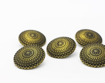 BOHO Shank Buttons, Antique Bronze Color, Vintage Style, Elegant Classy, For Sewing Coat Jacket, 30mm, 1.2inch, Large Size, Bohemian Style